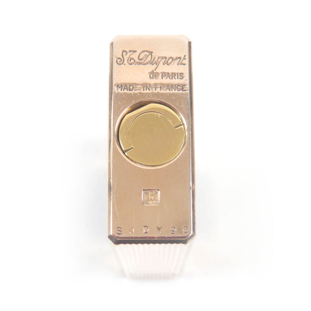 外装良品□Dupont デュポン ライン1 ロング ラッカー 都彭 スクエア ローラー式 ガスライター ゴールド グリーン フランス製 着火不可