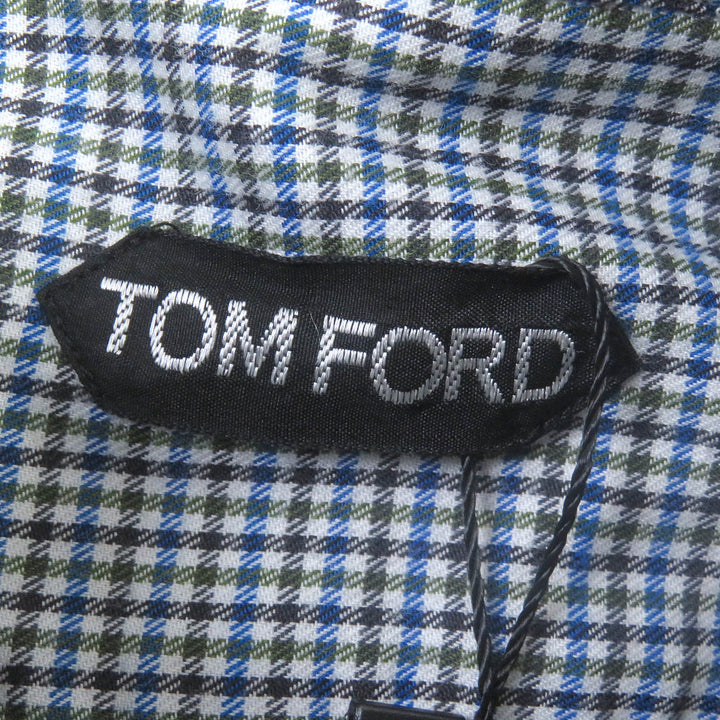 未使用品□TOM FORD トムフォード コットン100％ 無地 チェック柄 長袖シャツ 二点セット マルチカラー パープル系 39 正規品 メンズ