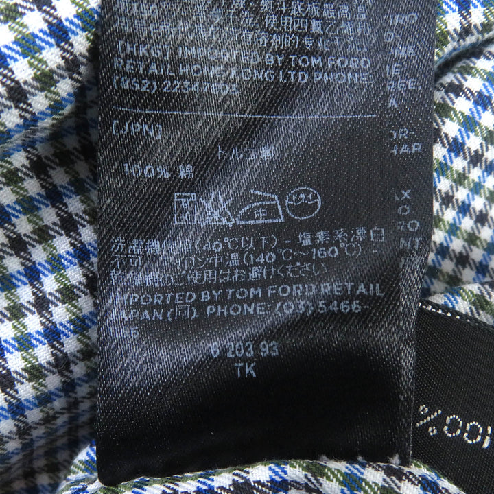 未使用品□TOM FORD トムフォード コットン100％ 無地 チェック柄 長袖シャツ 二点セット マルチカラー パープル系 39 正規品 メンズ