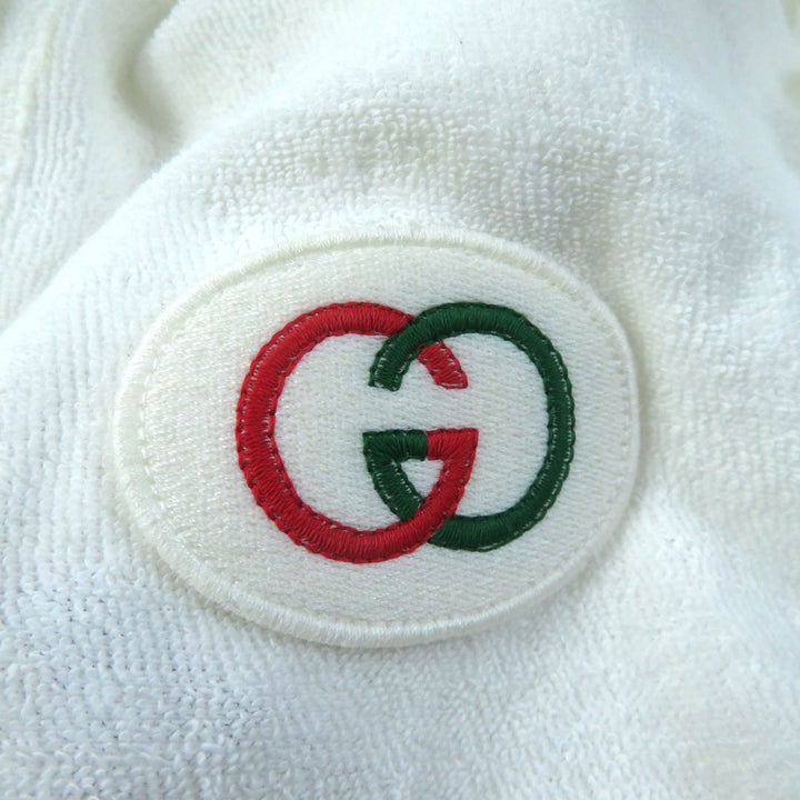 極美品★GUCCI グッチ 20年製 599122 ウェブストライプ インターロッキングG パイル地 コットン 半袖ポロシャツ ホワイト XS 正規品