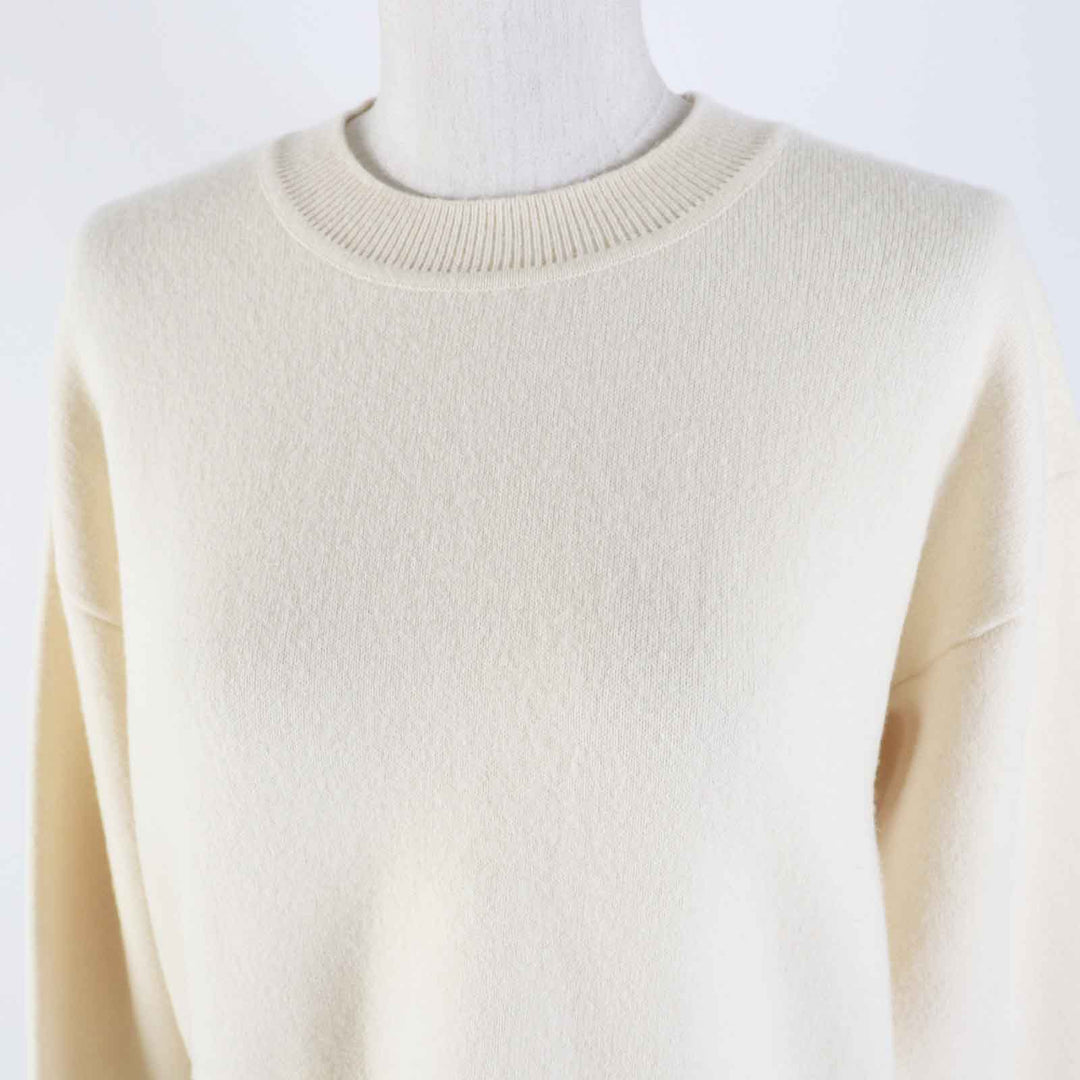 美品◎Christian Dior クリスチャンディオール 014S55AM042 カシミヤ ロゴ入り 長袖 ニットプルオーバー アイボリー 38 レディース