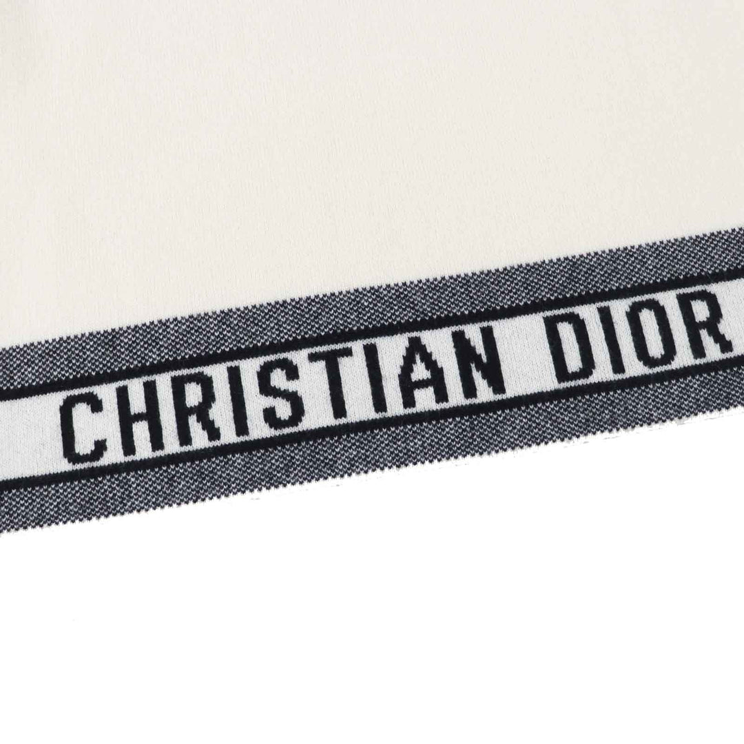 美品◎Christian Dior クリスチャンディオール 014S55AM042 カシミヤ ロゴ入り 長袖 ニットプルオーバー アイボリー 38 レディース