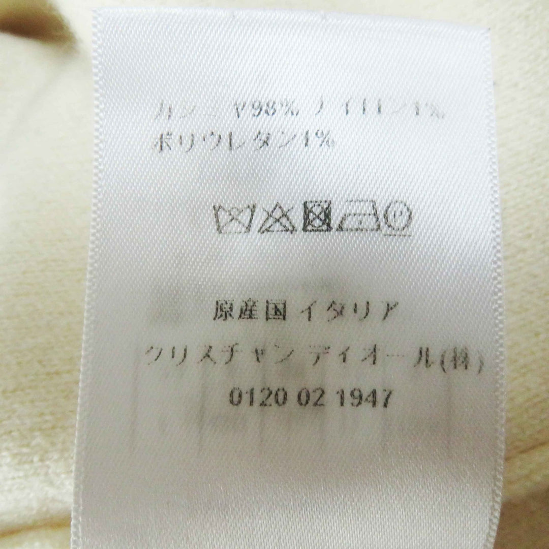 美品◎Christian Dior クリスチャンディオール 014S55AM042 カシミヤ ロゴ入り 長袖 ニットプルオーバー アイボリー 38 レディース