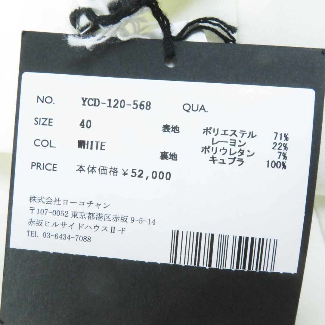 未使用品◎YOKO CHAN ヨーコチャン 2020年製 YCD-120-568 フェイクパール ノースリーブ ワンピース ホワイト 40 日本製 正規品 定52000円