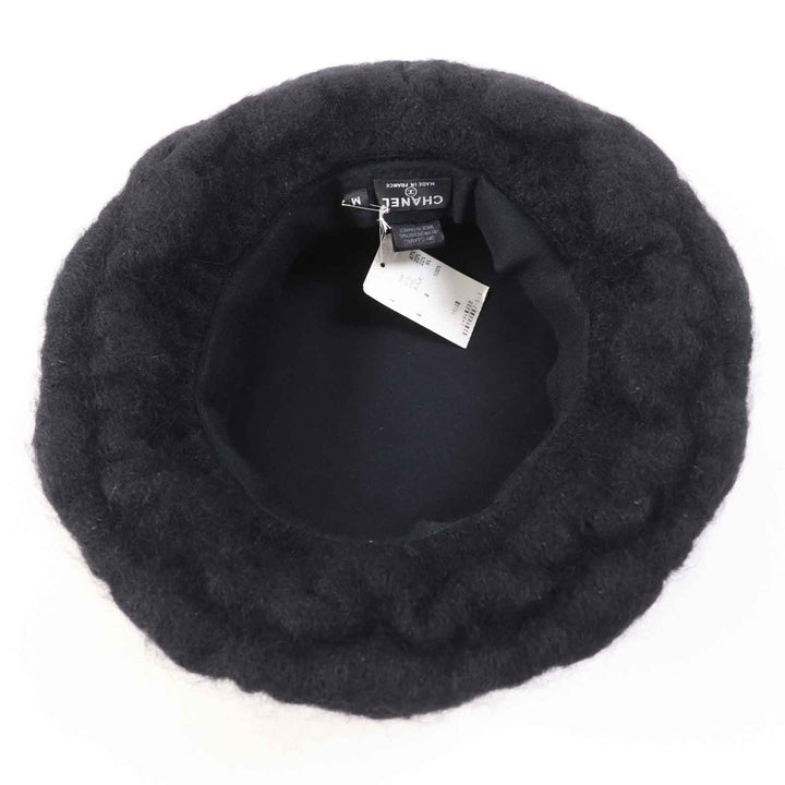 極美品◎CHANEL シャネル モヘア ココマーク付き ハット ブラック M フランス製 正規品 レディース