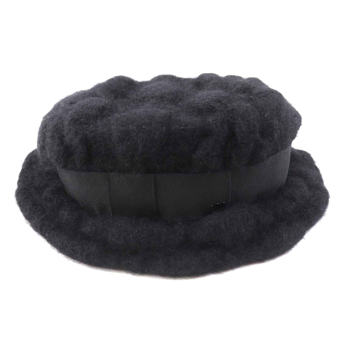 極美品◎CHANEL シャネル モヘア ココマーク付き ハット ブラック M フランス製 正規品 レディース