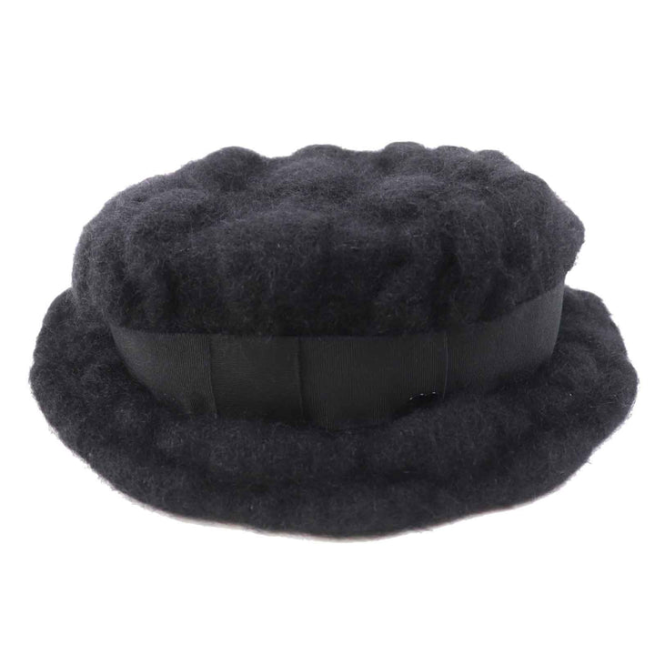 極美品◎CHANEL シャネル モヘア ココマーク付き ハット ブラック M フランス製 正規品 レディース