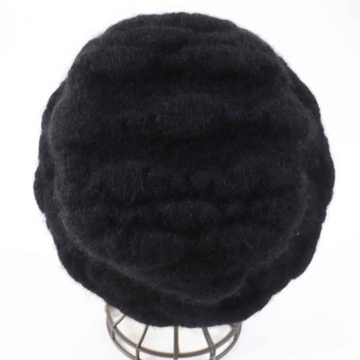 極美品◎CHANEL シャネル モヘア ココマーク付き ハット ブラック M フランス製 正規品 レディース