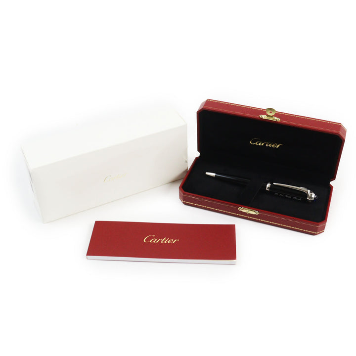 極美品●Cartier カルティエ ロードスター ツイスト式 ブルージェムストーン付き ツイスト式 ボールペン 黒 フランス製 筆記確認済み