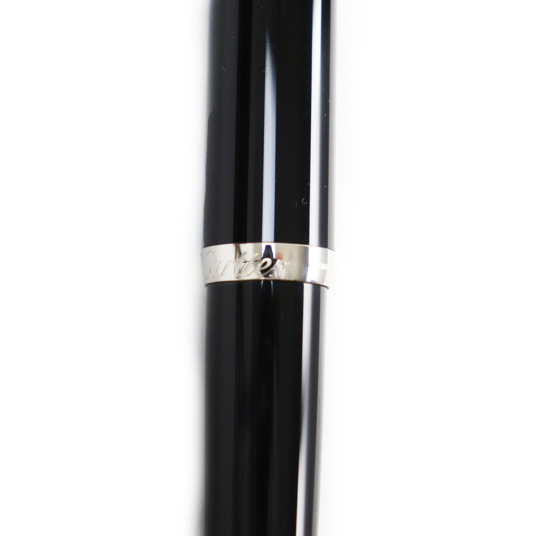 極美品●Cartier カルティエ ロードスター ツイスト式 ブルージェムストーン付き ツイスト式 ボールペン 黒 フランス製 筆記確認済み