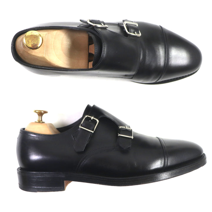 美品▼John Lobb ジョンロブ 9795 WILLIAM ウィリアム ダブルモンクストラップ ストレートチップ レザーシューズ シルバー金具 6 メンズ