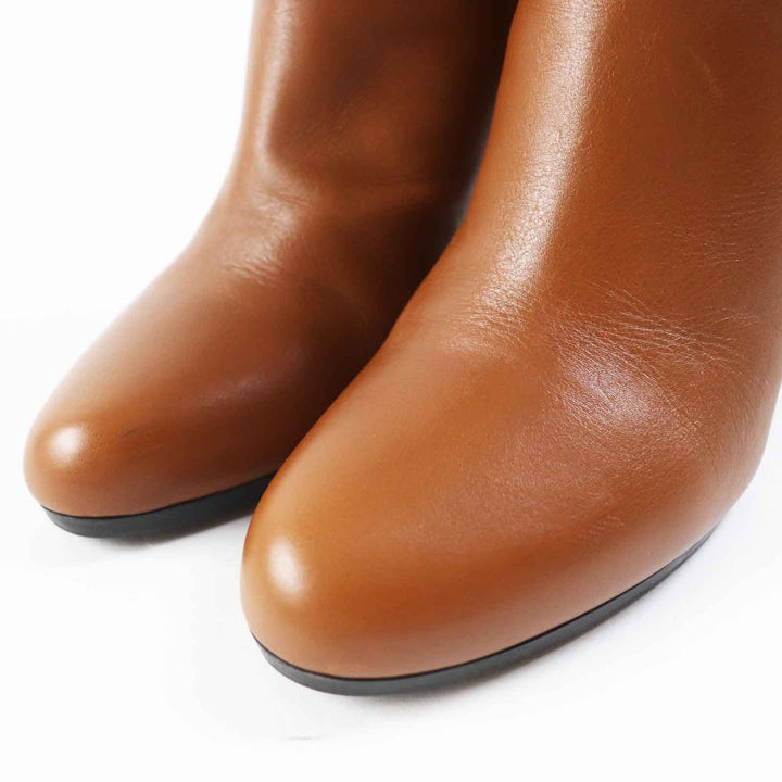 美品◎HERMES エルメス JOUEUSE ジュウーズ シルバー金具 ケリー金具 レザー ショートブーツ ブラウン 38.5 イタリア製 レディース