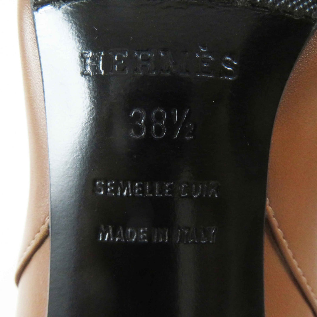 美品◎HERMES エルメス JOUEUSE ジュウーズ シルバー金具 ケリー金具 レザー ショートブーツ ブラウン 38.5 イタリア製 レディース
