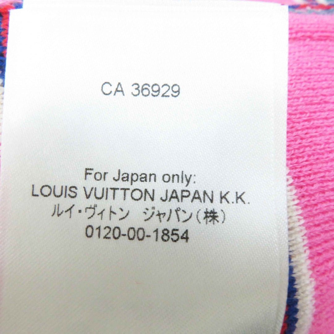 極美品◎LOUIS VUITTON ルイヴィトン 22SS ウール100％ ロゴ金ボタン LVストライプスリーブドレス／ワンピース ピンク マルチ M 正規品