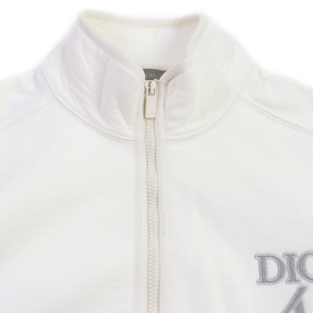 美品▼DIOR ディオール オム 24SS 413J434A0879 ロゴ刺繍 ハーフジップ プルオーバー スウェット ホワイト L イタリア製 正規品 メンズ