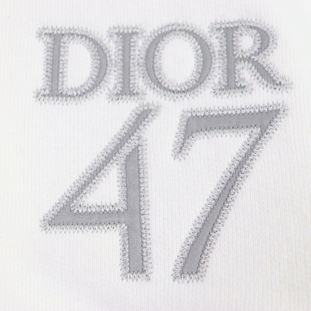美品▼DIOR ディオール オム 24SS 413J434A0879 ロゴ刺繍 ハーフジップ プルオーバー スウェット ホワイト L イタリア製 正規品 メンズ