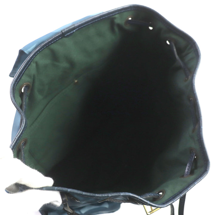 未使用品▼Felisi フェリージ 15/56 総柄 クロコ型押し レザー使い 巾着 ナイロンリュック・デイパック ブルー系 メンズ　定価79200円