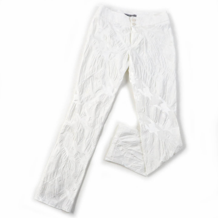 極美品☆ISSEY MIYAKE イッセイミヤケ IM31FF505 総柄デザイン ボトムス パンツ ホワイト 1 日本製 正規品 レディース