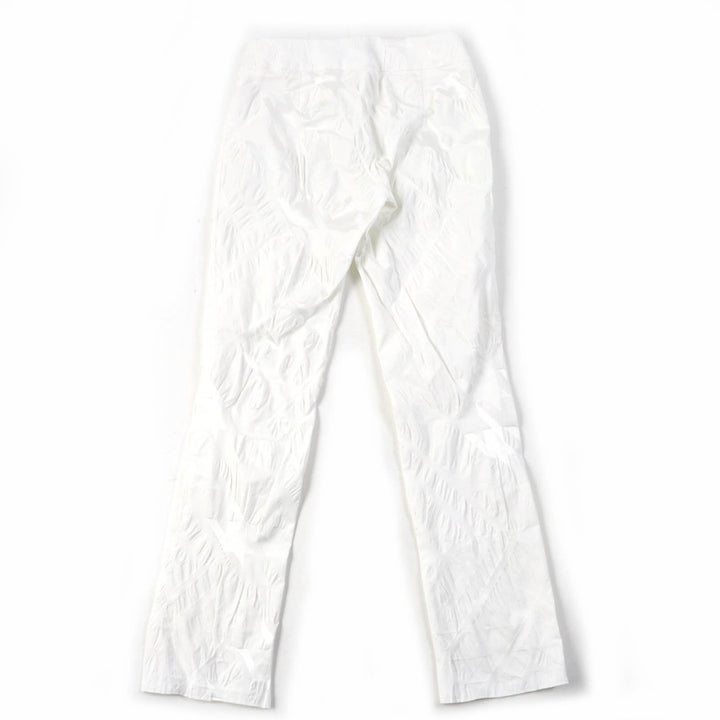 極美品☆ISSEY MIYAKE イッセイミヤケ IM31FF505 総柄デザイン ボトムス パンツ ホワイト 1 日本製 正規品 レディース