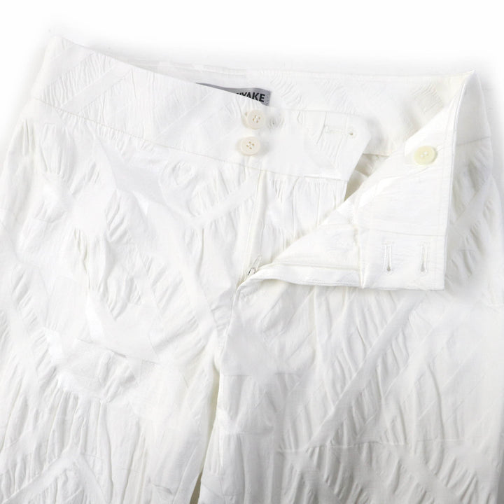 極美品☆ISSEY MIYAKE イッセイミヤケ IM31FF505 総柄デザイン ボトムス パンツ ホワイト 1 日本製 正規品 レディース
