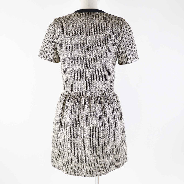 極美品◎LOUIS VUITTON ルイヴィトン 23SS 1AAYVW ジップアップ ルレックス ツイードドレス／ワンピース ブラック ゴールド 38 正規品