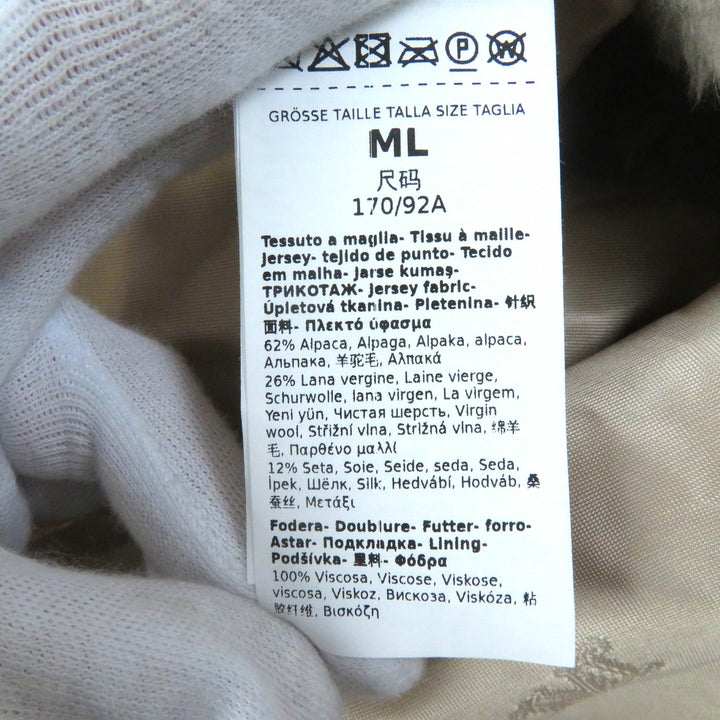 未使用品△Max Mara マックスマーラ 2023年製 テディベア アルパカ ウール シルク 白タグ ショートスリーブ ケープコート ポンチョ ML