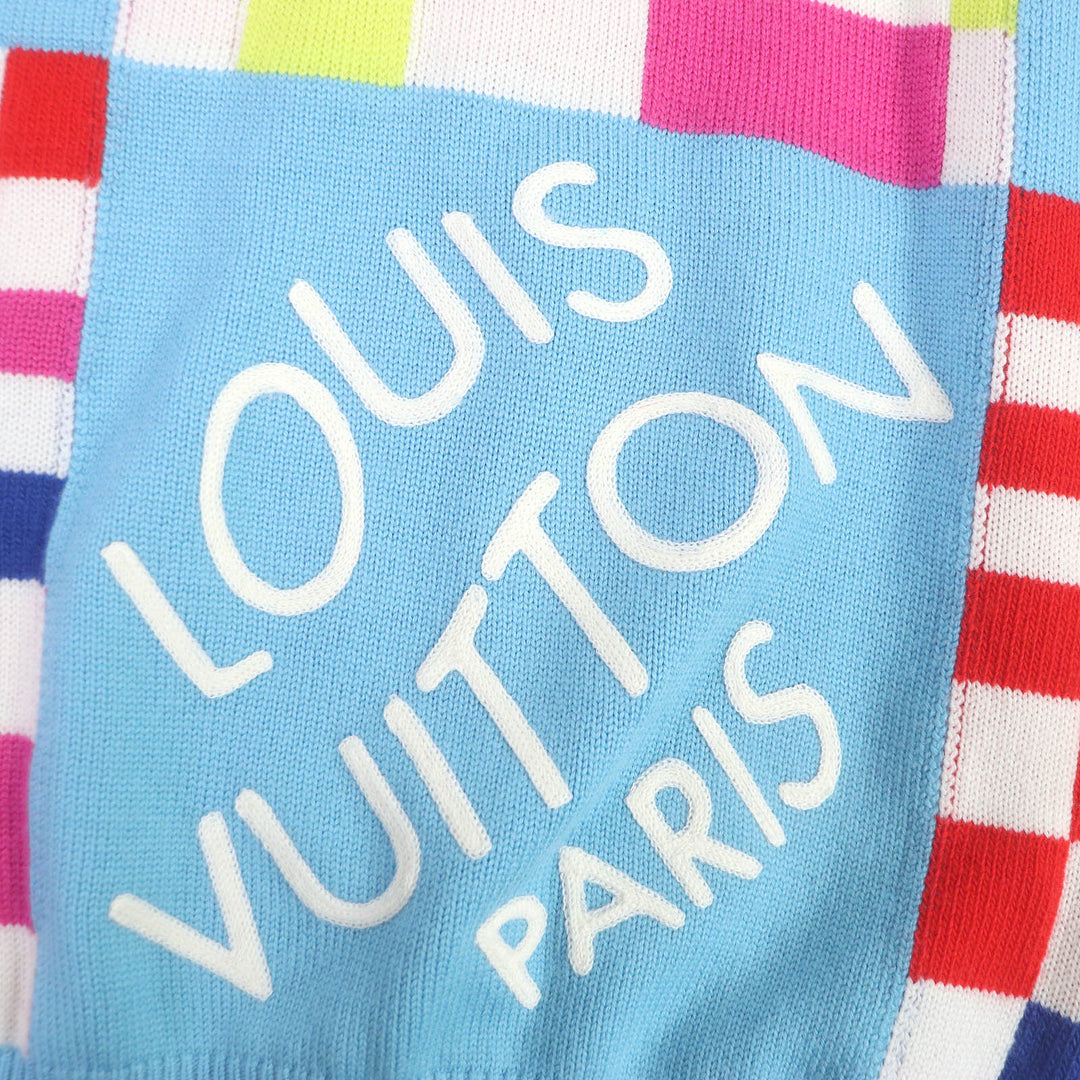極美品□LOUIS VUITTON ルイヴィトン 1A8P48 2021年 ディストーテッド ジャイアントダミエ セーター ライトブルー XS イタリア製 正規品