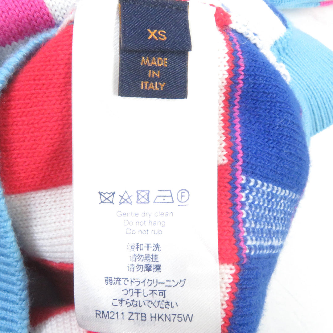 極美品□LOUIS VUITTON ルイヴィトン 1A8P48 2021年 ディストーテッド ジャイアントダミエ セーター ライトブルー XS イタリア製 正規品