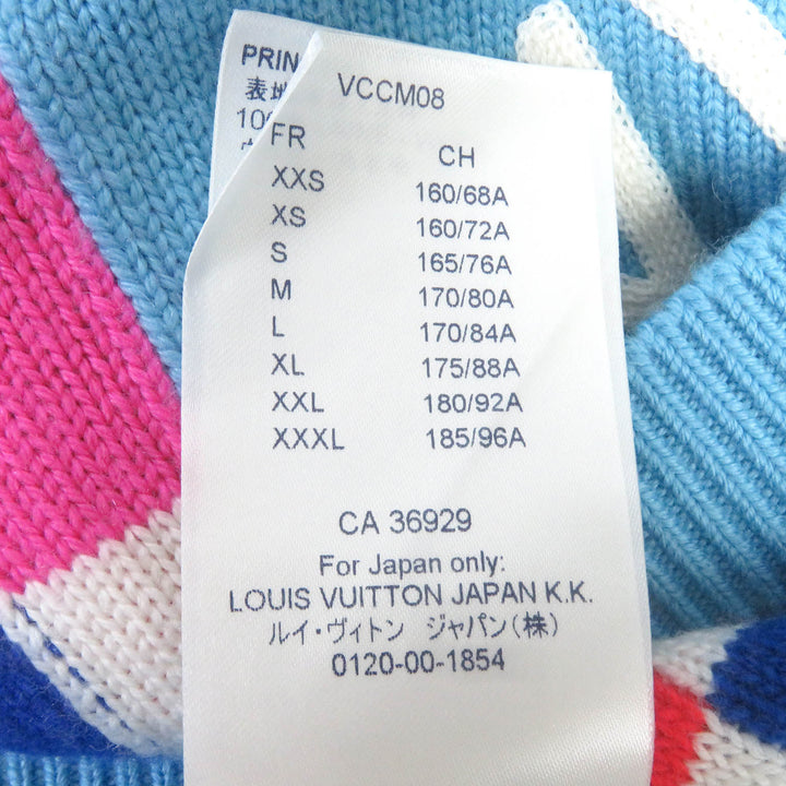 極美品□LOUIS VUITTON ルイヴィトン 1A8P48 2021年 ディストーテッド ジャイアントダミエ セーター ライトブルー XS イタリア製 正規品