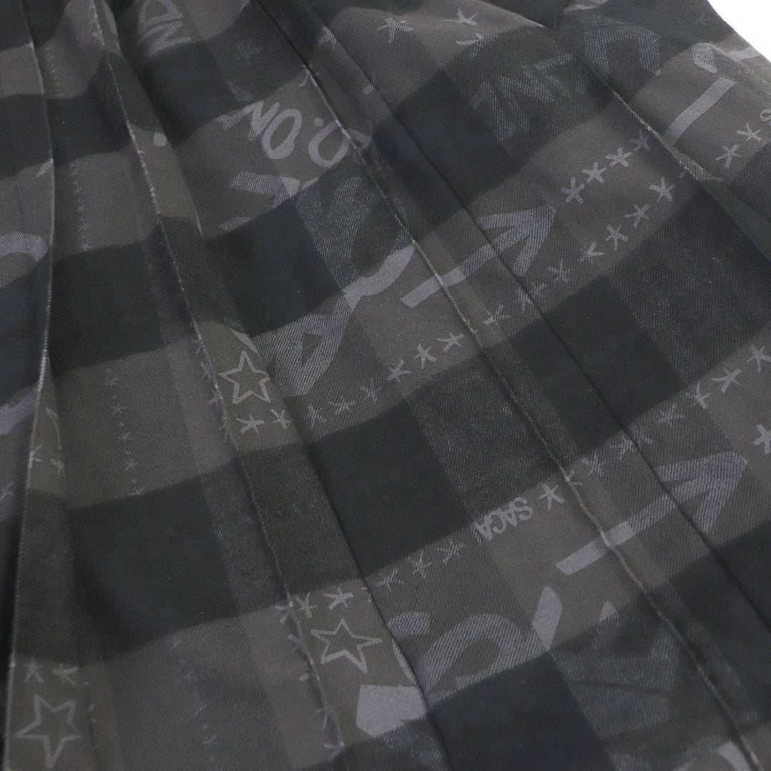 未使用品□Sacai サカイ 23SS 23-02965M エリックヘイズ チェック ロゴ総柄 オーバーサイズ プリーツコート チャコール 1 日本製 正規品
