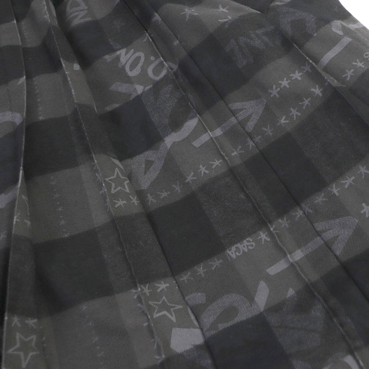未使用品□Sacai サカイ 23SS 23-02965M エリックヘイズ チェック ロゴ総柄 オーバーサイズ プリーツコート チャコール 1 日本製 正規品