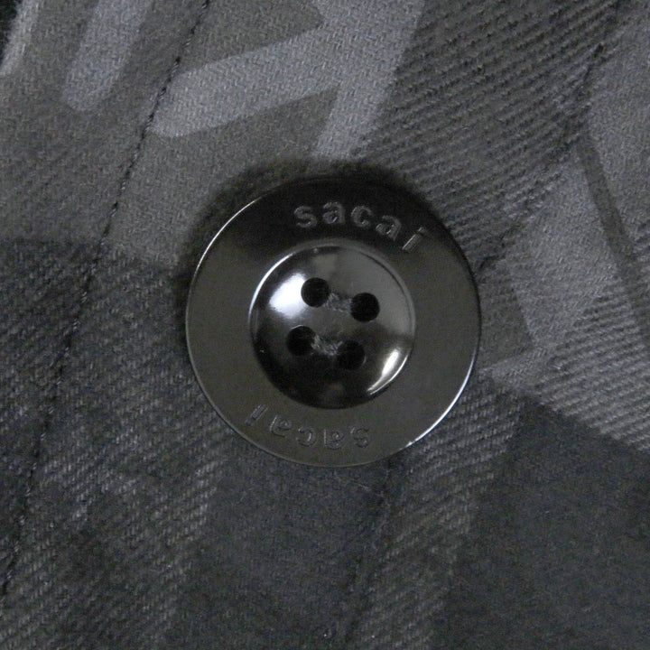 未使用品□Sacai サカイ 23SS 23-02965M エリックヘイズ チェック ロゴ総柄 オーバーサイズ プリーツコート チャコール 1 日本製 正規品