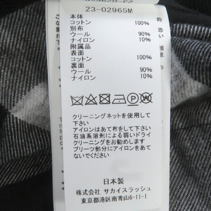 未使用品□Sacai サカイ 23SS 23-02965M エリックヘイズ チェック ロゴ総柄 オーバーサイズ プリーツコート チャコール 1 日本製 正規品