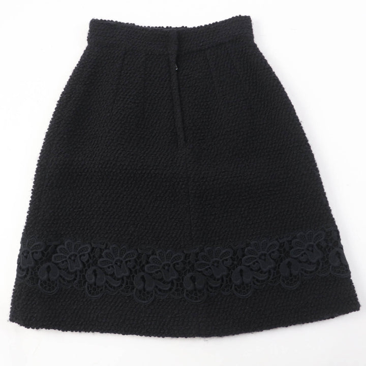 未使用品☆DOLCE&amp;GABBANA ドルチェ＆ガッバーナ 黒タグ F4R37T ウール シルク混 フラワーレース ニット スカート ブラック 36 正規品