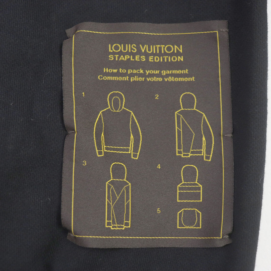 美品▼LOUIS VUITTON ルイヴィトン 20AW ステープルズ エディション インサイドアウト プルオーバー パーカー ブラック M 正規品 メンズ