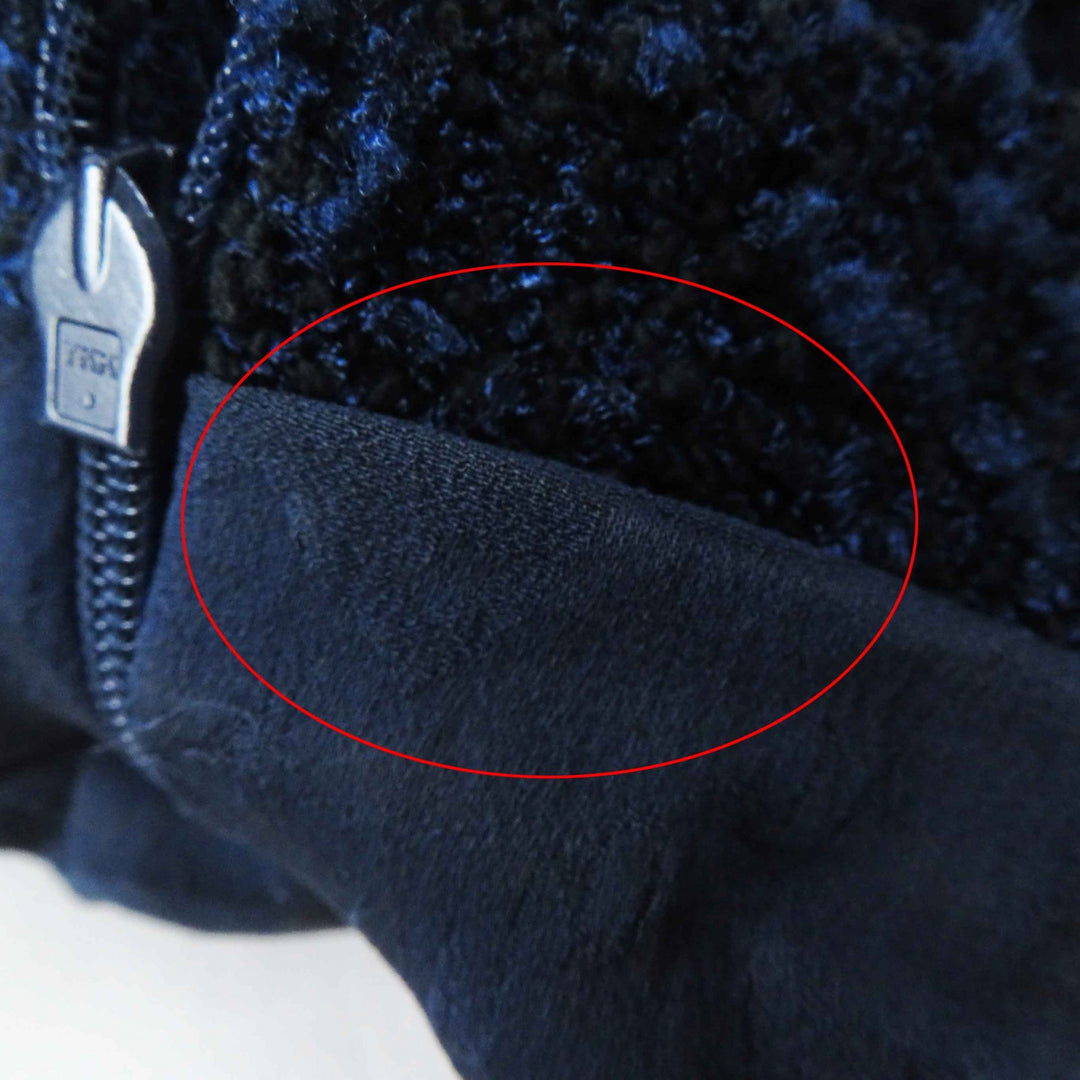 人気◎CHANEL シャネル P53864 ココマークプレート付き ツイード ロング丈 コート ブルー ネイビー 36 フランス製 正規品 レディース