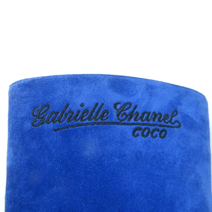 美品★CHANEL シャネル G33119 GABRIEIIE COCO ココマーク刺繍入り サテン使い ポインテッドトゥ スウェードレザー ショートブーツ 35