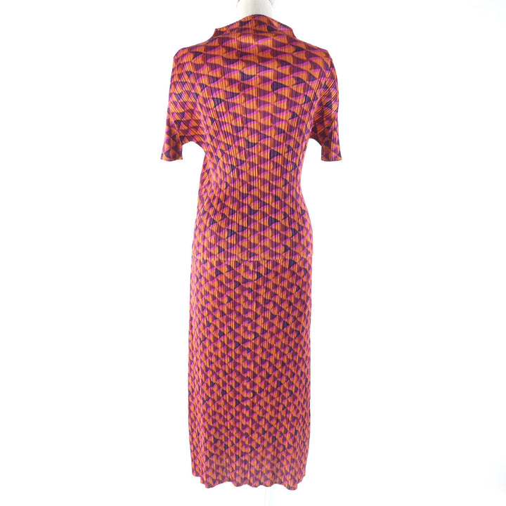 極美品★プリーツプリーズ イッセイミヤケ PP43-JK951/PP43-JG954 幾何学 総柄 半袖カットソー＋スカート セットアップ 4/2 正規品