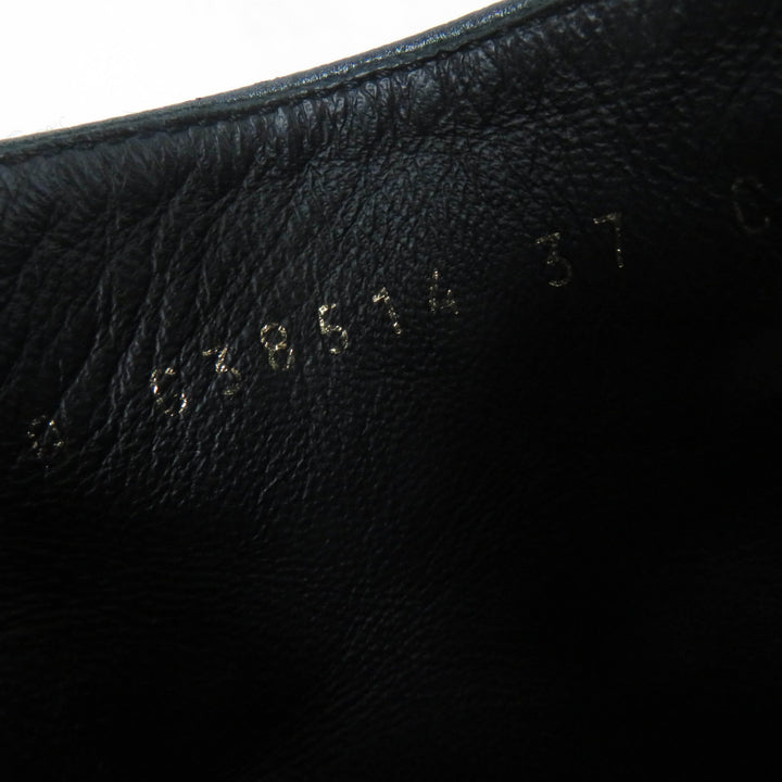 極美品☆CHANEL シャネル G38514 ロゴ マトラッセ Fパール付 レースアップ レザー アンクルブーツ ブラック 37 イタリア製 レディース