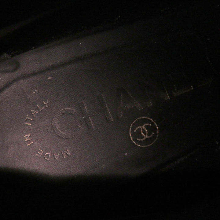 極美品☆CHANEL シャネル G38514 ロゴ マトラッセ Fパール付 レースアップ レザー アンクルブーツ ブラック 37 イタリア製 レディース