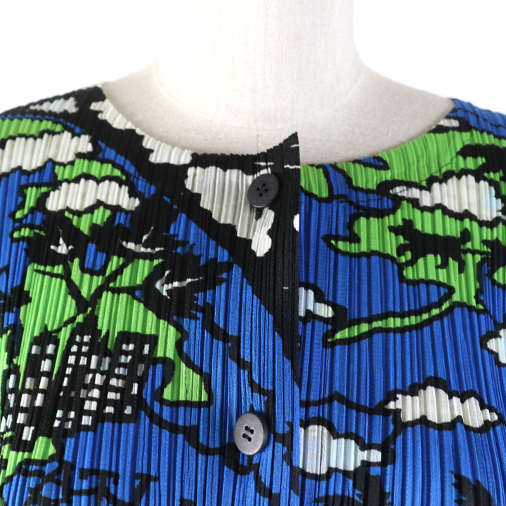 極美品☆PLEATS PLEASE プリーツプリーズ 2012年製 PP23-JO605 World Map Ocean 世界地図 変形 カーディガン マルチ 3 正規品 レディース