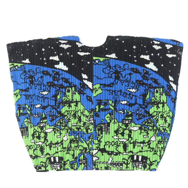 極美品☆PLEATS PLEASE プリーツプリーズ 2012年製 PP23-JO605 World Map Ocean 世界地図 変形 カーディガン マルチ 3 正規品 レディース