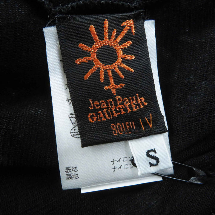 未使用品◎JEAN-PAUL GAULTIER ジャンポールゴルチエ レオパード柄 パワーネット 長袖 カットソー ブラック ホワイト S 正規品 レディース