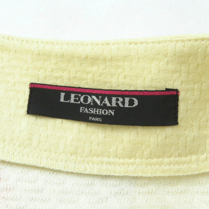極美品★LEONARD FASHION レオナール ファッション ロゴ金具ボタン付 フラワープリント コットン ノーカラージャケット マルチ 11