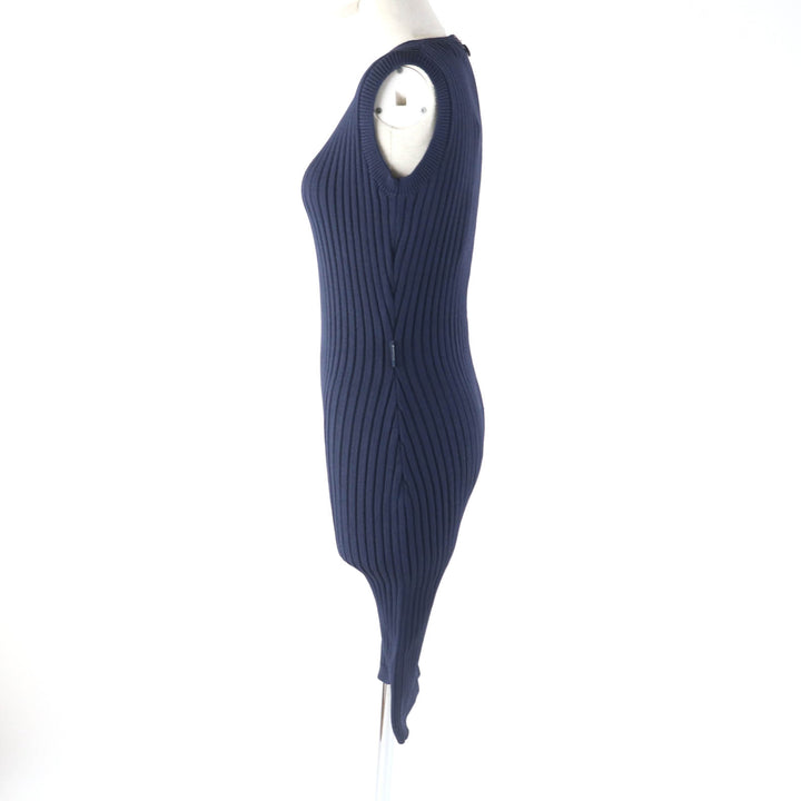 未使用品★MONCLER モンクレール TUTA クルーネック ノースリーブ リブニット ジャンプスーツ ネイビー M イタリア製 レディース