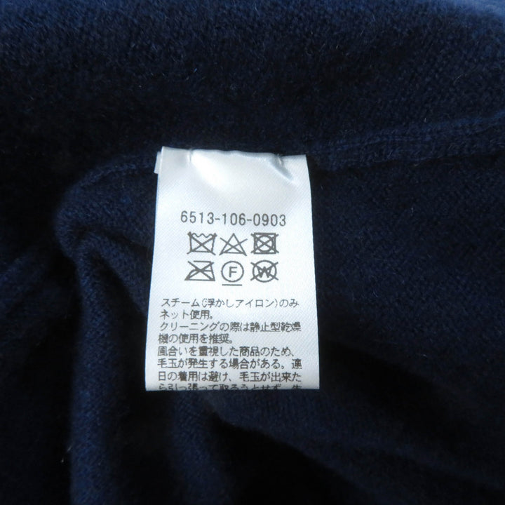 美品★DRAWER ドゥロワー 6513-106-0903 カシミヤ100％ 14G リブギャザー クルーネック 長袖 ニット セーター ネイビー 1 正規品