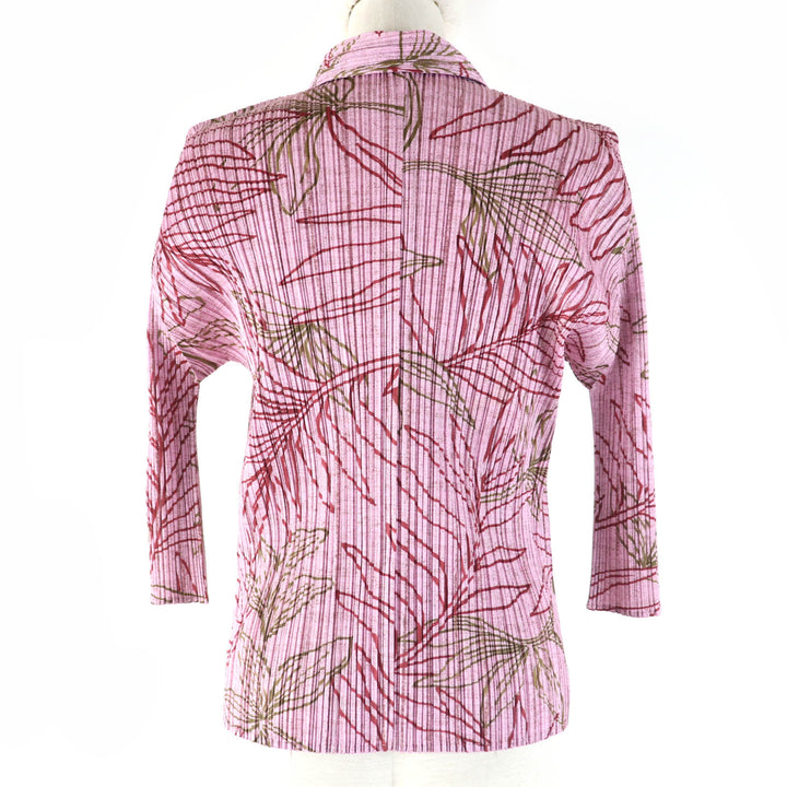 極美品☆PLEATS PLEASE プリーツプリーズ イッセイミヤケ PP51-JJ922 総柄デザイン 長袖シャツ ピンク系 3 日本製 正規品 レディース