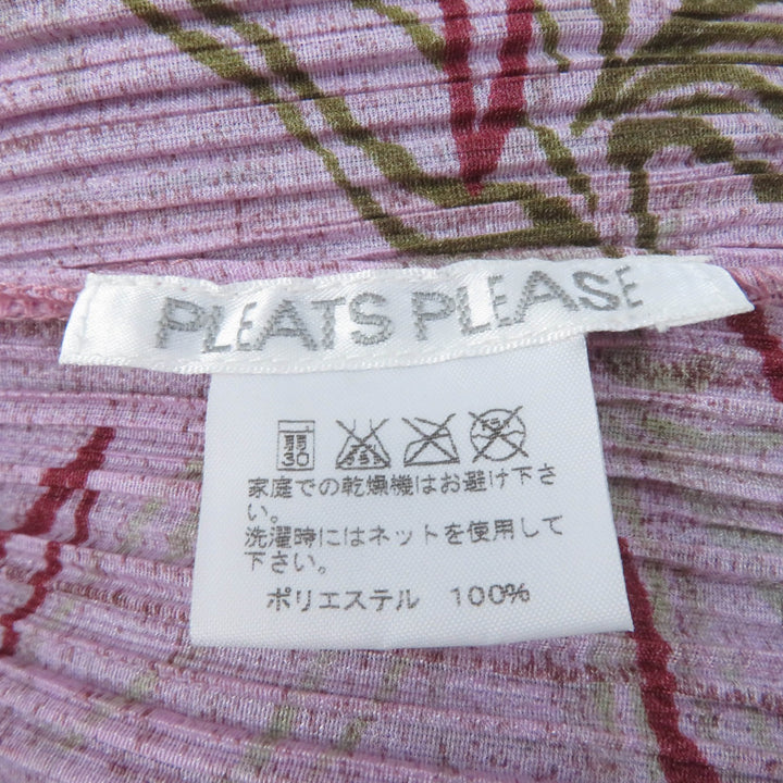 極美品☆PLEATS PLEASE プリーツプリーズ イッセイミヤケ PP51-JJ922 総柄デザイン 長袖シャツ ピンク系 3 日本製 正規品 レディース