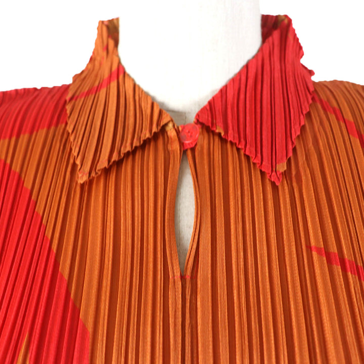 未使用品☆PLEATS PLEASE プリーツプリーズ 24SS PIQUANT 総柄デザイン 半袖 トップス スカート セットアップ レッド系 3 日本製 正規品