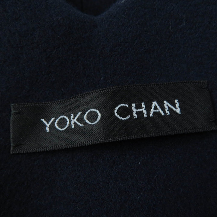 極美品☆YOKO CHAN ヨーコチャン YCD-418-418 ウール フェイクパール付 ノースリーブ ワンピース ダークネイビー 36 正規品 レディース